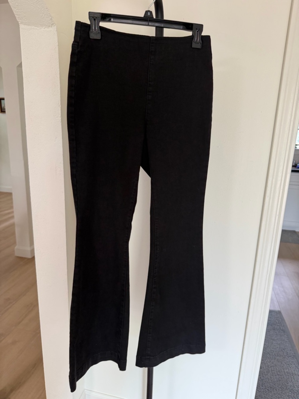 INC International Concepts Black Pull-On Flare Pants Stretch Size 6